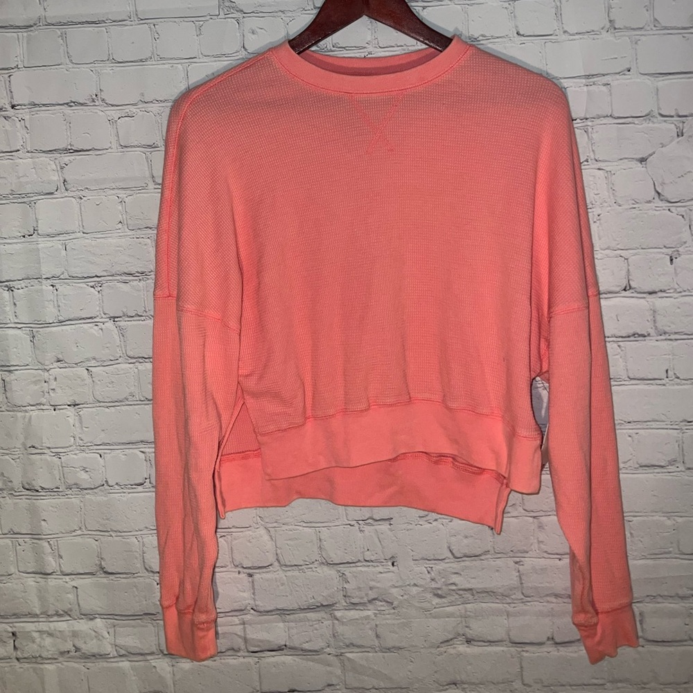 SO Women's Long Sleeve Waffle Knit Tee - Pink